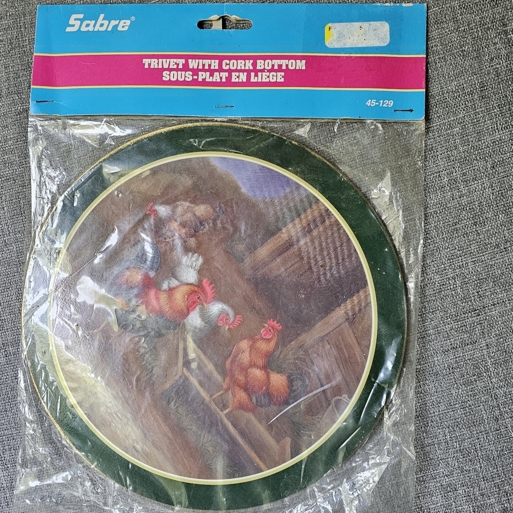 Rooster Chicken Cork Trivet with Cork Bottom Farmhouse Rooster Country Life